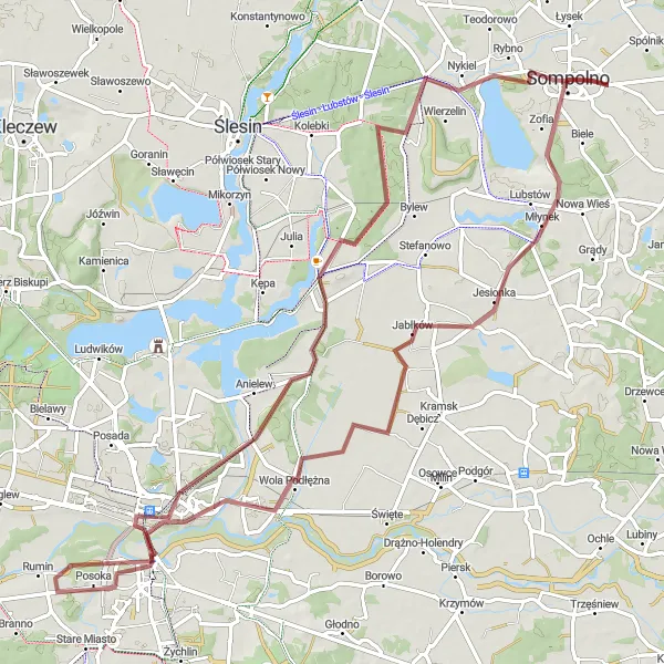 Miniatura mapy "Rowerowy szlak przez Izabelin" - trasy rowerowej w Wielkopolskie, Poland. Wygenerowane przez planer tras rowerowych Tarmacs.app