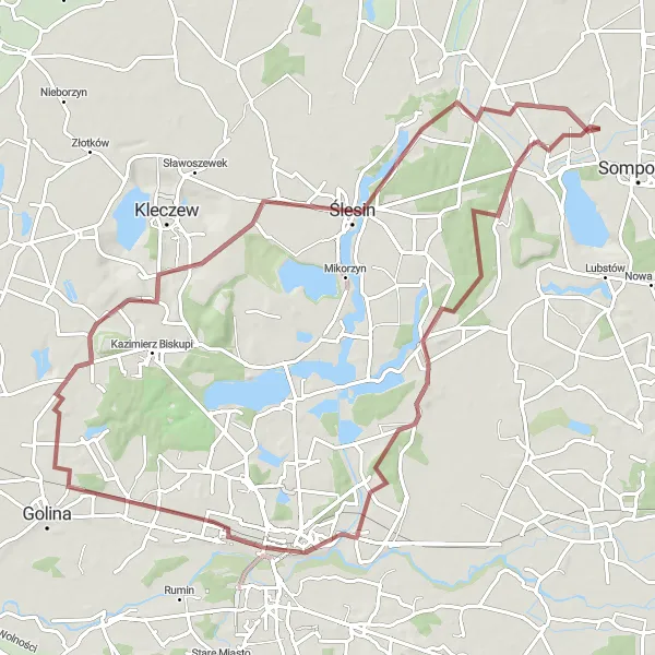 Miniatura mapy "Trasa Wielkopolskiej przygody" - trasy rowerowej w Wielkopolskie, Poland. Wygenerowane przez planer tras rowerowych Tarmacs.app