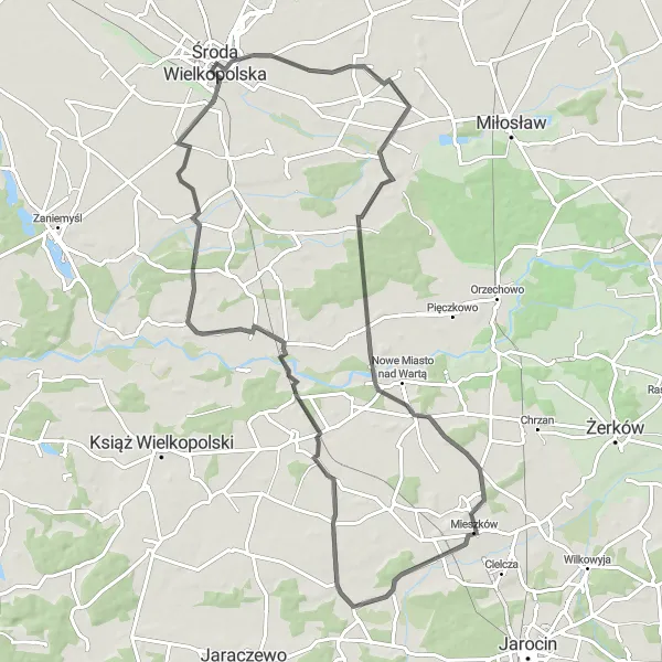 Miniatura mapy "Trasa Wielkopolska" - trasy rowerowej w Wielkopolskie, Poland. Wygenerowane przez planer tras rowerowych Tarmacs.app