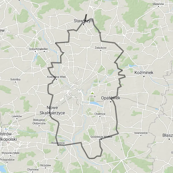 Miniatura mapy "Wyprawa do Piątka Wielkiego" - trasy rowerowej w Wielkopolskie, Poland. Wygenerowane przez planer tras rowerowych Tarmacs.app