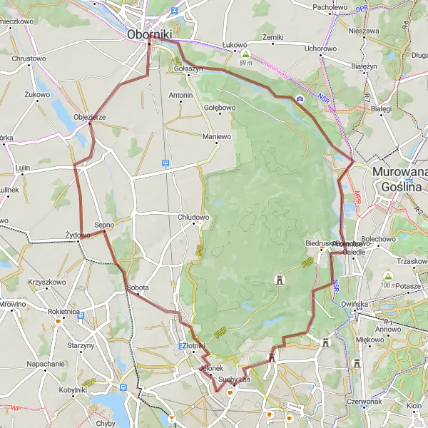 Miniatura mapy "Trasa Rowerowa Sobota - Suchy Las" - trasy rowerowej w Wielkopolskie, Poland. Wygenerowane przez planer tras rowerowych Tarmacs.app