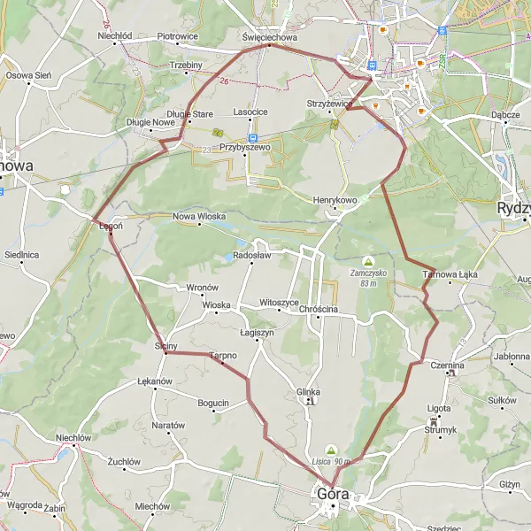 Miniatura mapy "Wycieczka przez Czerninę Dolną i Górę" - trasy rowerowej w Wielkopolskie, Poland. Wygenerowane przez planer tras rowerowych Tarmacs.app