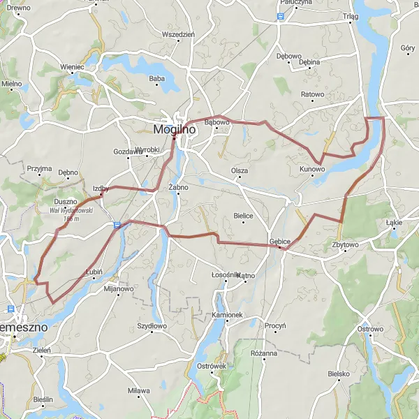 Miniatura mapy "Trasa Szlakiem Wału Wydartowskiego" - trasy rowerowej w Wielkopolskie, Poland. Wygenerowane przez planer tras rowerowych Tarmacs.app