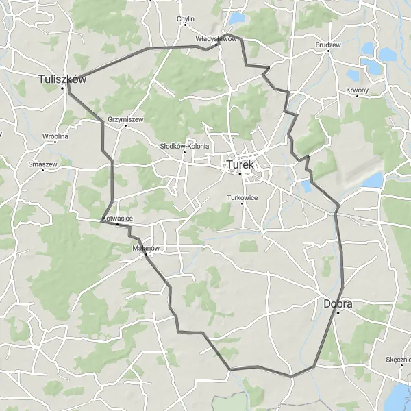 Miniatura mapy "Trasa Dobra" - trasy rowerowej w Wielkopolskie, Poland. Wygenerowane przez planer tras rowerowych Tarmacs.app