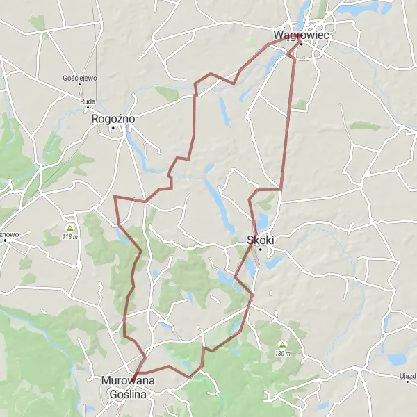 Miniatura mapy "Wycieczka gravelowa do Siernik" - trasy rowerowej w Wielkopolskie, Poland. Wygenerowane przez planer tras rowerowych Tarmacs.app