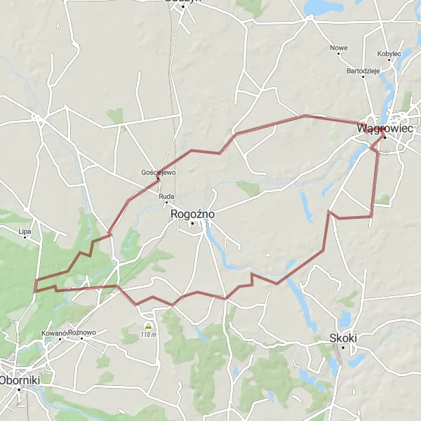 Miniatura mapy "Trasa przez Studzieniec i Potulice" - trasy rowerowej w Wielkopolskie, Poland. Wygenerowane przez planer tras rowerowych Tarmacs.app