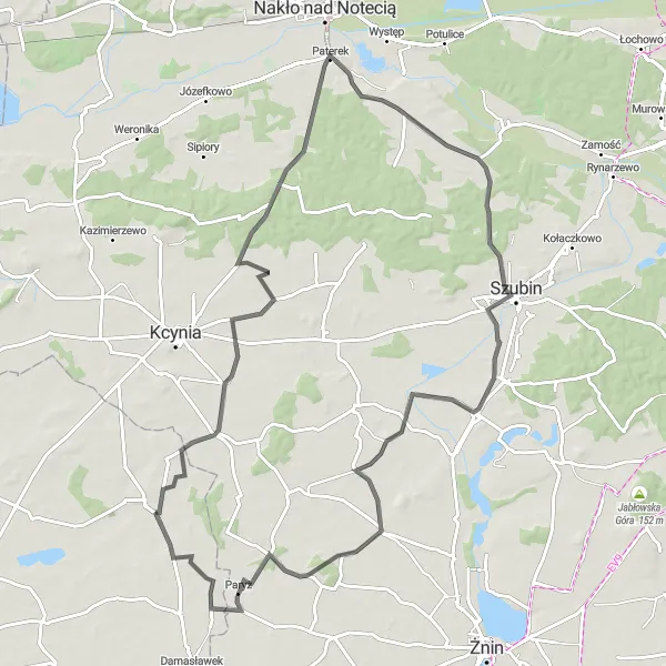 Miniatura mapy "Przez Miastowice, Słupy i Srebrną Górę" - trasy rowerowej w Wielkopolskie, Poland. Wygenerowane przez planer tras rowerowych Tarmacs.app