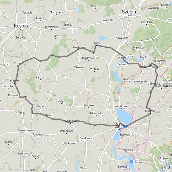 Miniatura mapy "Przejażdżka przez Słupy i Srebrną Górę" - trasy rowerowej w Wielkopolskie, Poland. Wygenerowane przez planer tras rowerowych Tarmacs.app