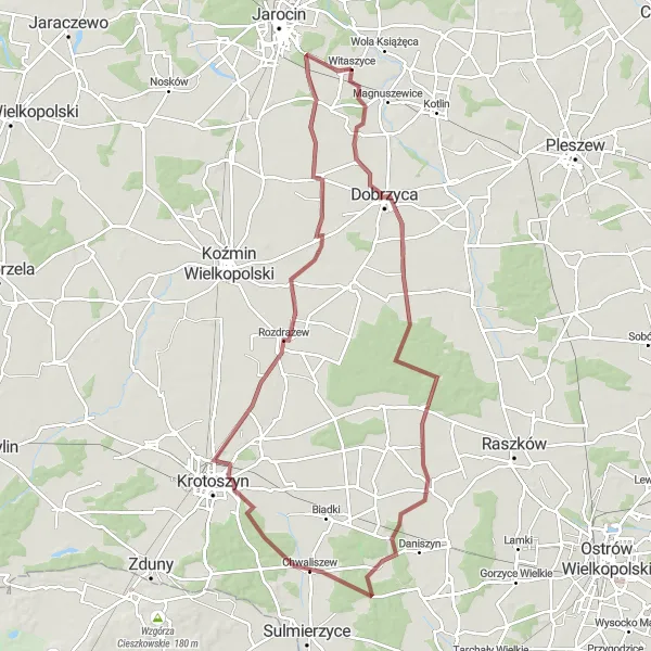 Miniatura mapy "Trasa rowerowa do Trzebina" - trasy rowerowej w Wielkopolskie, Poland. Wygenerowane przez planer tras rowerowych Tarmacs.app