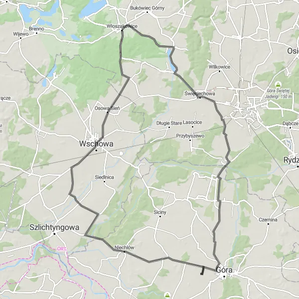 Map miniature of "Święciechowa Adventure" cycling inspiration in Wielkopolskie, Poland. Generated by Tarmacs.app cycling route planner