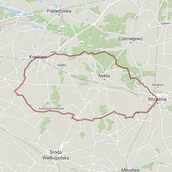 Miniatura mapy "Trasa przez Targową Górkę i Kleszczewo" - trasy rowerowej w Wielkopolskie, Poland. Wygenerowane przez planer tras rowerowych Tarmacs.app