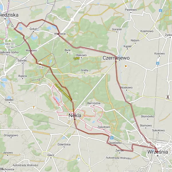 Miniatura mapy "Trasa rowerowa do Podstolic i Czerniejewa" - trasy rowerowej w Wielkopolskie, Poland. Wygenerowane przez planer tras rowerowych Tarmacs.app