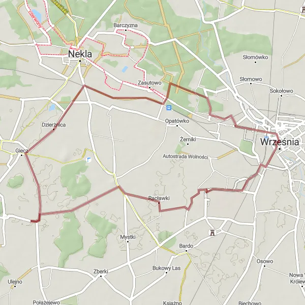 Miniatura mapy "Przejażdżka przez Psary Małe i Gierłatowo" - trasy rowerowej w Wielkopolskie, Poland. Wygenerowane przez planer tras rowerowych Tarmacs.app