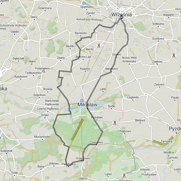Miniatura mapy "Szlakiem Winnej Góry i Chociczy Małej" - trasy rowerowej w Wielkopolskie, Poland. Wygenerowane przez planer tras rowerowych Tarmacs.app