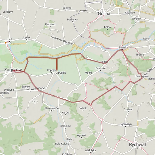 Map miniature of "Oleśnica Loop" cycling inspiration in Wielkopolskie, Poland. Generated by Tarmacs.app cycling route planner