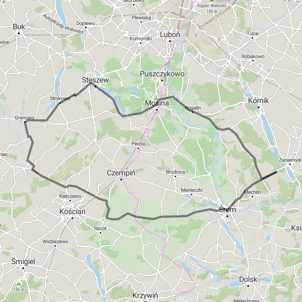 Miniatura mapy "Trasa przez Kopiec Parnas" - trasy rowerowej w Wielkopolskie, Poland. Wygenerowane przez planer tras rowerowych Tarmacs.app