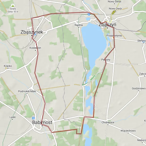 Miniatura mapy "Trasa Gravelowa do Starego Miasta" - trasy rowerowej w Wielkopolskie, Poland. Wygenerowane przez planer tras rowerowych Tarmacs.app