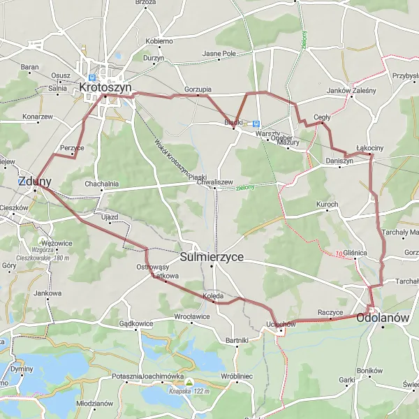 Miniatura mapy "Trasa Gravel Łąkociny" - trasy rowerowej w Wielkopolskie, Poland. Wygenerowane przez planer tras rowerowych Tarmacs.app