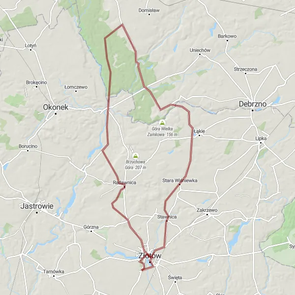 Map miniature of "The Sierpowo Challenge" cycling inspiration in Wielkopolskie, Poland. Generated by Tarmacs.app cycling route planner