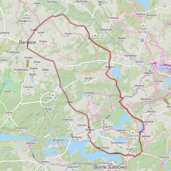 Miniatura mapy "Przygoda po szutrowych ścieżkach" - trasy rowerowej w Zachodniopomorskie, Poland. Wygenerowane przez planer tras rowerowych Tarmacs.app