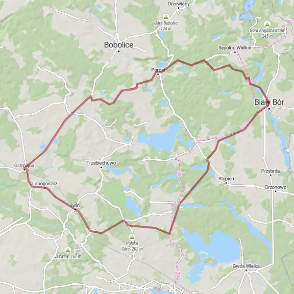 Miniatura mapy "Wędrówka po zachodniopomorskich lasach" - trasy rowerowej w Zachodniopomorskie, Poland. Wygenerowane przez planer tras rowerowych Tarmacs.app
