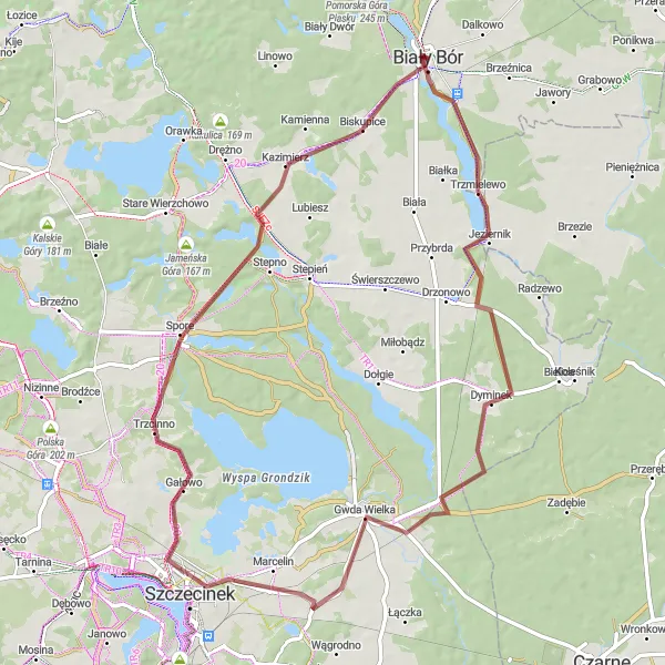 Miniatura mapy "Szlak przez Trzmielewo i Szczecinek" - trasy rowerowej w Zachodniopomorskie, Poland. Wygenerowane przez planer tras rowerowych Tarmacs.app