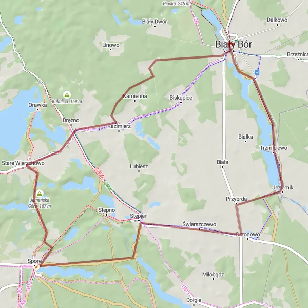 Map miniature of "Jameńska Góra Gravel Loop" cycling inspiration in Zachodniopomorskie, Poland. Generated by Tarmacs.app cycling route planner