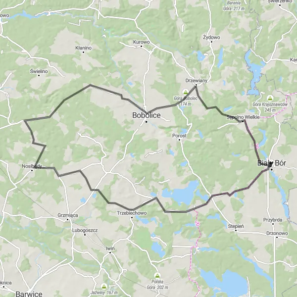 Map miniature of "Sowianka Loop" cycling inspiration in Zachodniopomorskie, Poland. Generated by Tarmacs.app cycling route planner