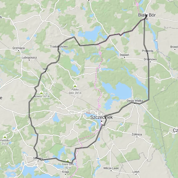 Miniatura mapy "Szlak przez Drzonowo i Juchowo" - trasy rowerowej w Zachodniopomorskie, Poland. Wygenerowane przez planer tras rowerowych Tarmacs.app