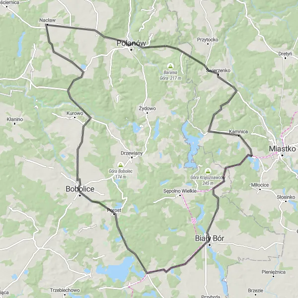 Map miniature of "The Lakeside Serenity" cycling inspiration in Zachodniopomorskie, Poland. Generated by Tarmacs.app cycling route planner