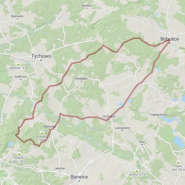 Miniatura mapy "Trasa do Borzęcina" - trasy rowerowej w Zachodniopomorskie, Poland. Wygenerowane przez planer tras rowerowych Tarmacs.app