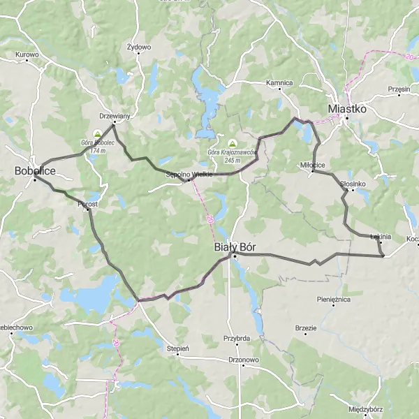 Miniatura mapy "Trasa szosowa przez Kukulicę i Porost" - trasy rowerowej w Zachodniopomorskie, Poland. Wygenerowane przez planer tras rowerowych Tarmacs.app