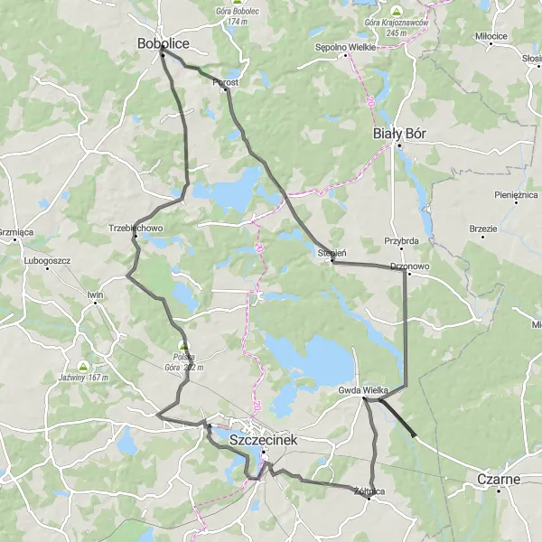Miniatura mapy "Trasa rowerowa z Bobolic do Wilczej Góry" - trasy rowerowej w Zachodniopomorskie, Poland. Wygenerowane przez planer tras rowerowych Tarmacs.app