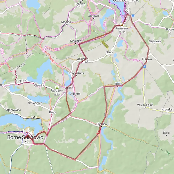 Miniatura mapy "Trasa gravelowa z Borne Sulinowo przez Marientron" - trasy rowerowej w Zachodniopomorskie, Poland. Wygenerowane przez planer tras rowerowych Tarmacs.app