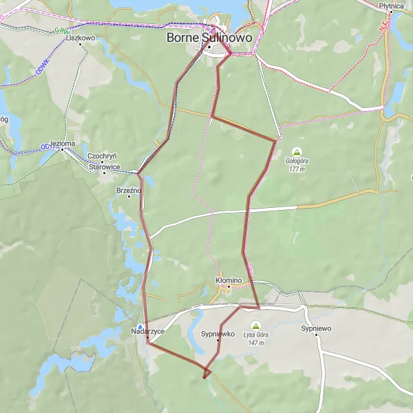 Miniatura mapy "Trasa Gravelowa przez Wyskocz i Brzeźno" - trasy rowerowej w Zachodniopomorskie, Poland. Wygenerowane przez planer tras rowerowych Tarmacs.app