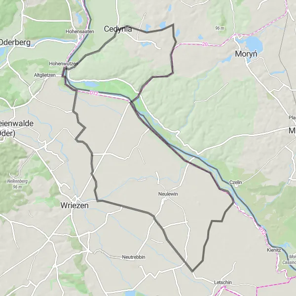 Miniatura mapy "Okolice Cedyni i Góry Czcibora" - trasy rowerowej w Zachodniopomorskie, Poland. Wygenerowane przez planer tras rowerowych Tarmacs.app