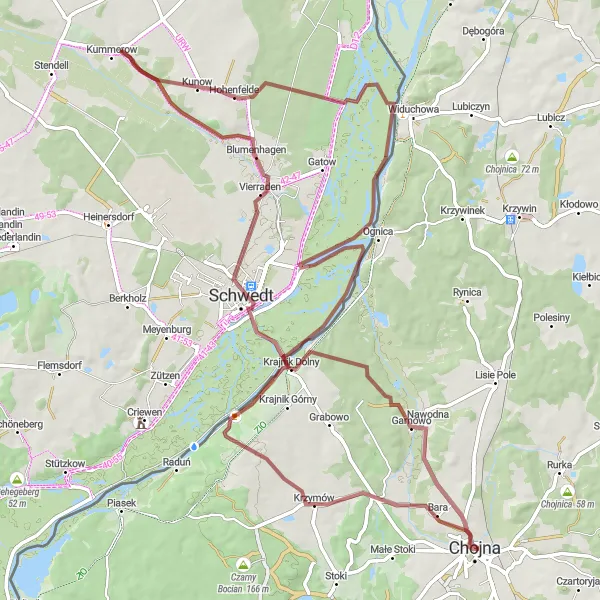 Miniatura mapy "Trasa szutrowa Krzymów - Garnowo" - trasy rowerowej w Zachodniopomorskie, Poland. Wygenerowane przez planer tras rowerowych Tarmacs.app