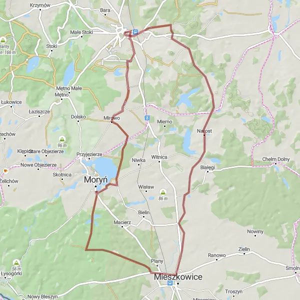 Miniatura mapy "Trasa szutrowa Chojna - Godków" - trasy rowerowej w Zachodniopomorskie, Poland. Wygenerowane przez planer tras rowerowych Tarmacs.app