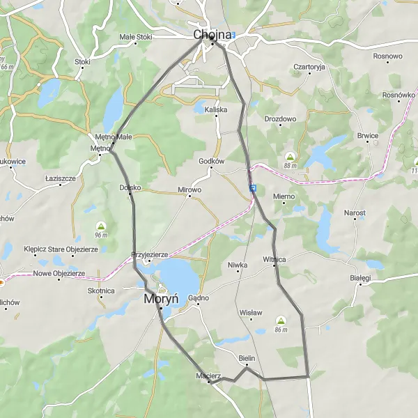 Map miniature of "Godków-Osiedle and Dolsko Route" cycling inspiration in Zachodniopomorskie, Poland. Generated by Tarmacs.app cycling route planner