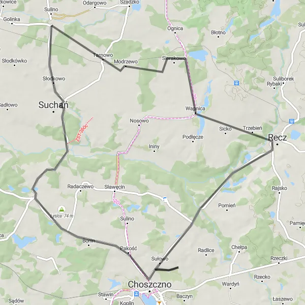 Miniatura mapy "Wędrówka przez Recz i Oraczewice" - trasy rowerowej w Zachodniopomorskie, Poland. Wygenerowane przez planer tras rowerowych Tarmacs.app