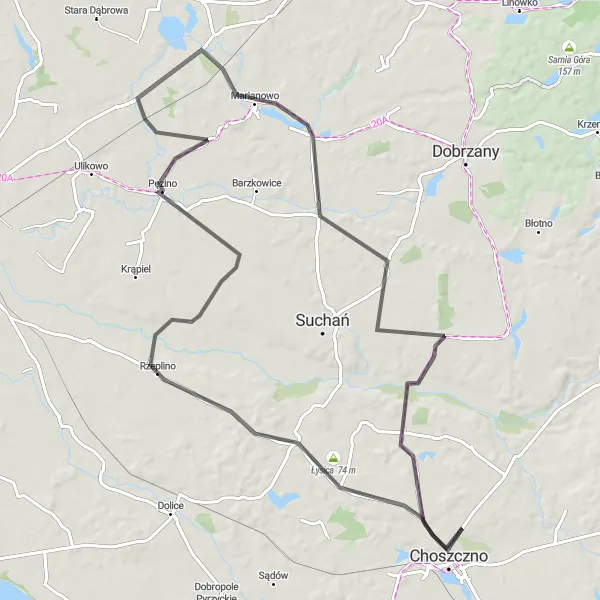 Miniatura mapy "Szlakiem Marianowo i Sławęcin" - trasy rowerowej w Zachodniopomorskie, Poland. Wygenerowane przez planer tras rowerowych Tarmacs.app