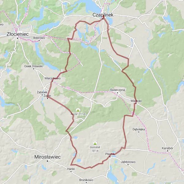 Map miniature of "The Gravel Explorer" cycling inspiration in Zachodniopomorskie, Poland. Generated by Tarmacs.app cycling route planner