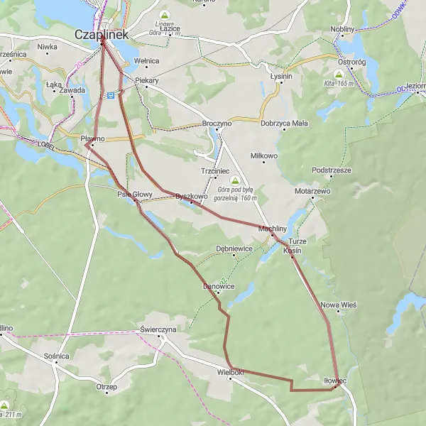 Miniatura mapy "Szlak Przez Drawskie Jeziora" - trasy rowerowej w Zachodniopomorskie, Poland. Wygenerowane przez planer tras rowerowych Tarmacs.app