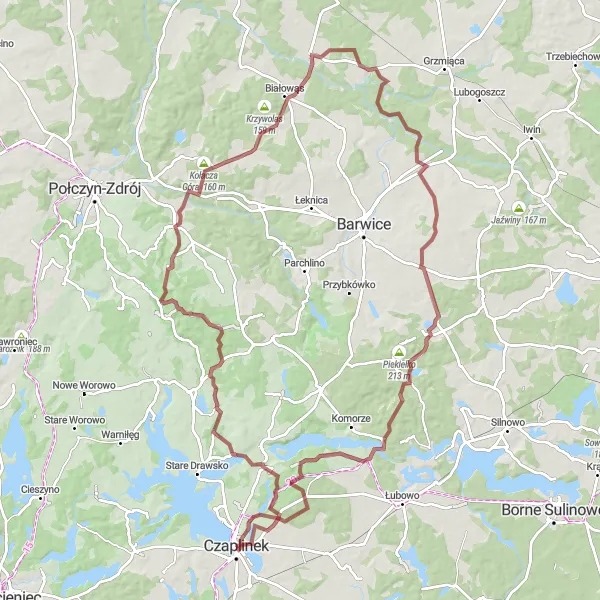 Map miniature of "The Hilly Challenge" cycling inspiration in Zachodniopomorskie, Poland. Generated by Tarmacs.app cycling route planner