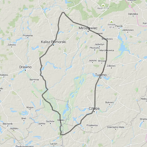 Map miniature of "The Hill Challenge" cycling inspiration in Zachodniopomorskie, Poland. Generated by Tarmacs.app cycling route planner