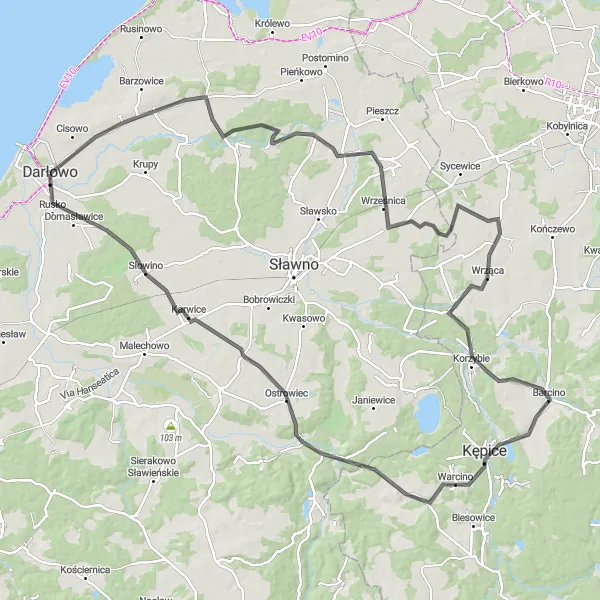 Miniatura mapy "Trasa do Ostrowiec" - trasy rowerowej w Zachodniopomorskie, Poland. Wygenerowane przez planer tras rowerowych Tarmacs.app