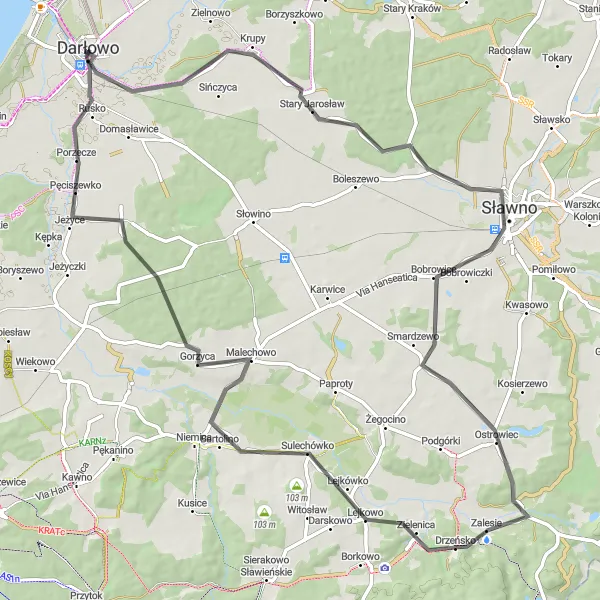 Miniatura mapy "Przejażdżka przez Brama Wysoka" - trasy rowerowej w Zachodniopomorskie, Poland. Wygenerowane przez planer tras rowerowych Tarmacs.app