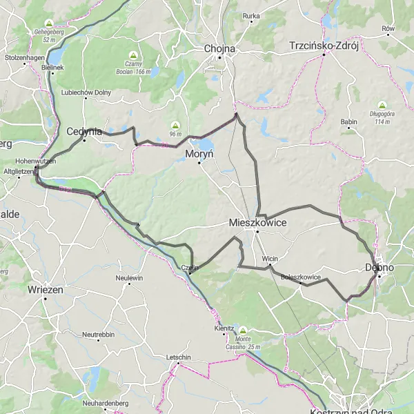 Map miniature of "Countryside Delight" cycling inspiration in Zachodniopomorskie, Poland. Generated by Tarmacs.app cycling route planner