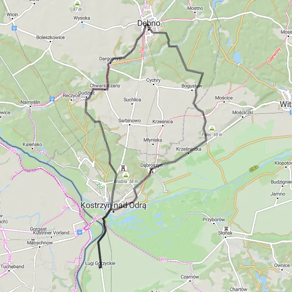Miniatura mapy "Przejażdżka rowerowa z Kamienia Wielkiego do Dargomyśla" - trasy rowerowej w Zachodniopomorskie, Poland. Wygenerowane przez planer tras rowerowych Tarmacs.app