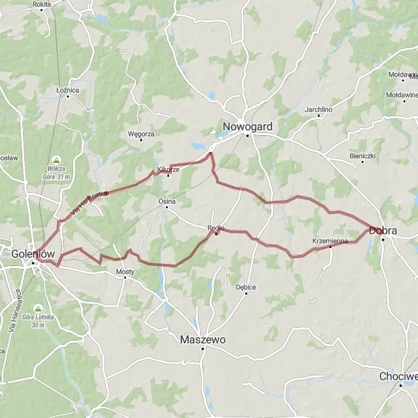 Miniatura mapy "Trasa przez Redło i Ostrzycę" - trasy rowerowej w Zachodniopomorskie, Poland. Wygenerowane przez planer tras rowerowych Tarmacs.app